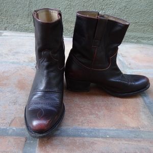Burgundy Leather Women's Western Boot, Size 8 (38)